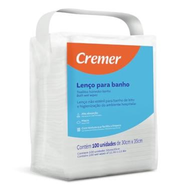 Imagem de Lenços Para Banho CREMER 100 UN Higienização Hospitalar 30x35cm