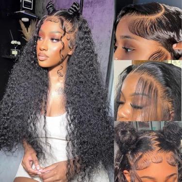 Imagem de Amzluck Peruca De Renda Frontal Com Ondas Profundas 28" Cabelo Humano, 13X4 Hd, Cacheado Transparente, Densidade 200, Pré-Arrancada E Sem Cola, Cor Natural