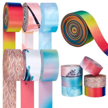 Imagem de PH PandaHall 6 rolos de fita de poliéster de 30 jardas impressão colorida gradiente alça de mochila cinto de 3,8 cm de largura fita para mochilas, bagagem, cinto de segurança, acessórios de costura