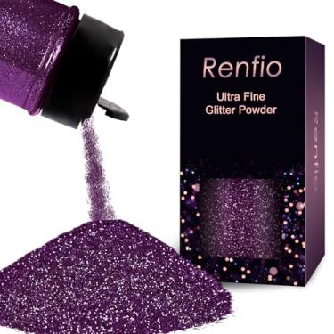 Imagem de Renfio Glitter biodegradável, 55 g, brilho fino ecológico de 1/128 pol. para fabricação de velas, artesanato cosmético, flocos biobrilhantes para bomba de banho, sabonete, maquiagem - violeta