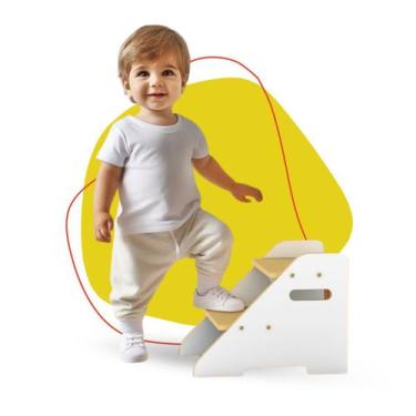 Imagem de Escada Escadinha Infantil Montessoriana Banquinho Madeira Pia Banheiro