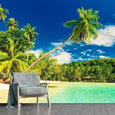 Imagem de Papel de Parede Praia Paisagem Coqueiro Natureza Sala Adesivo - 107pcm