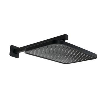 Imagem de Ducha 30x20 cm ABS Flatt Black Matte c/ Cano de Parede - AMG Metais