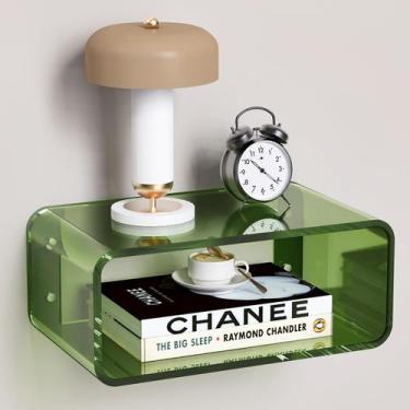 Imagem de Mesa de cabeceira flutuante Dewrhiixe acrílico verde pequena