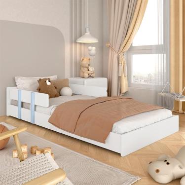 Imagem de Cama Montessoriana Infantil Com Aplique Wendy Branco/azul - M.a