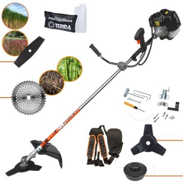 Imagem de Roçadeira Podador de Grama À Gasolina GRH-430 2T 43cc 1,7HP de Alta Performance Com Carretel e Faca 3 Pontas + EXTRA Faca 2 Pontas e Faca 40 Dentes