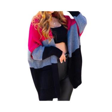 Imagem de Casaco cardigã Emma Tricolor Wool Blend feito no Chile - Lightbek Offi