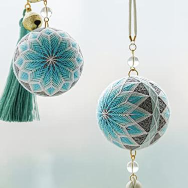 Imagem de EEE ELECRELIVE Kit de bordado faça você mesmo, conjunto de bolas Temari com bola redonda de 45 mm, fios de algodão, borlas, laço, agulhas sortidas, ferramentas de busca DIY para decoração de bolsas,