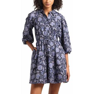 Imagem de Derek Lam 10 Crosby Vestido feminino Arbi, Batik azul-marinho floral, 34