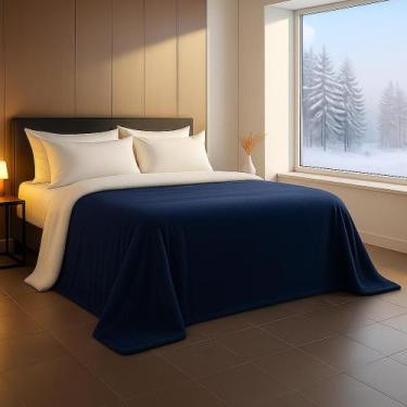 Imagem de Cobertor Casal Queen Casadinho com Sherpa Duplaface Bainha Reforçada d