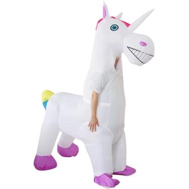 Imagem de Fantasia inflável de unicórnio para crianças, cavalo mágico inflável, fantasia masculina e feminina, para festa de cosplay de Halloween, Natal