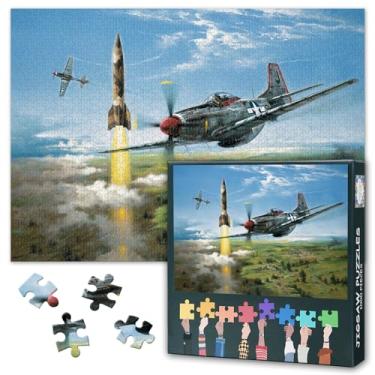 Imagem de Quebra-cabeça de 1000 peças para adultos, aviões militares, aviões de combate da Segunda Guerra Mundial, arte de parede, decoração de sala de estar, pinturas de aviação 70 x 40 cm