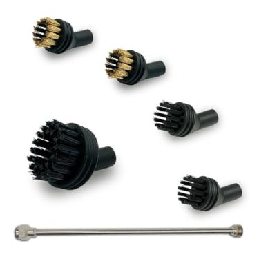Imagem de Pacote com 6 cabeças de escova de limpeza a vapor, bocal de cobre compatível com limpador a vapor, acessórios de substituição de cabeça de escova, peças de limpeza a vapor para superfícies rígidas