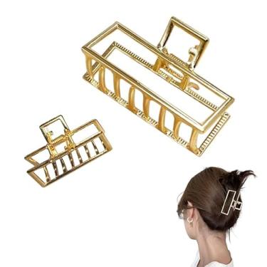 Imagem de Kit 2x Piranha Prendedor De Cabelo Metal Quadrada Piranha Presilha Metal Dourada Menina Luxo Vintage Feminina Elegante Mulheres