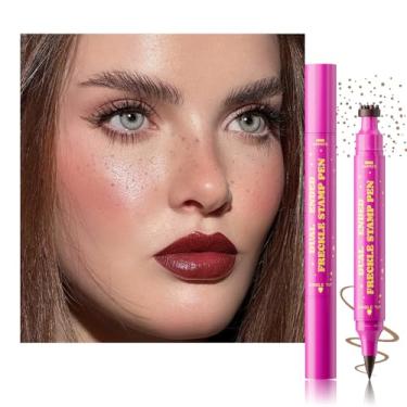 Imagem de Carimbo de sardas marrom claro com caneta delineador, caneta de maquiagem de sardas naturais realistas, cor de sardas mágicas, à prova d'água, longa duração, marcador de manchas, lápis e decoração