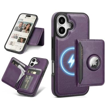 Imagem de Antsturdy Compatível com MagSafe 2 em 1 Capa magnética destacável para iPhone 17 com suporte AirTag, masculina e feminina, couro PU, bloqueio RFID, compartimentos para cartão de crédito, capa flip com