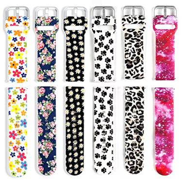 Imagem de Pulseiras femininas compatíveis com Garmin Forerunner 55/165/Vivoactive 5/6/Venu Sq 2, pulseira floral com estampa de silicone macio para Forerunner 245/645/Vivoactive 3 femininas