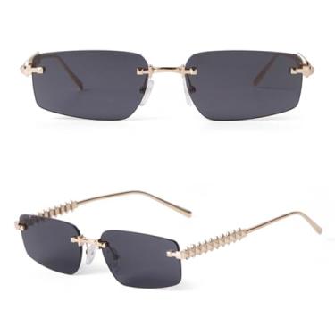 Imagem de VFDHN Óculos de sol sem aro gradiente feminino masculino retangular moda luxo tiro de rua uv400(1)