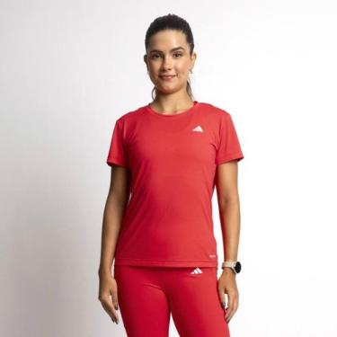 Imagem de Camiseta Adidas Own The Run 3 Listras Feminina, Vermelho, P