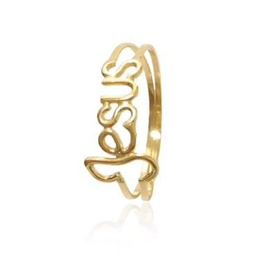 Imagem de Anel Feminino Jesus Ouro 18k 750 C/Estojo E Certificado (20)