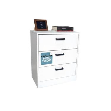 Imagem de Mesa De Cabeceira 50Cm 3 Gaveta Quarto Cama Puxador Arquivo - Fl Decor