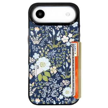 Imagem de uCOLOR Capa para iPhone Air com porta-cartões - Capa carteira de couro fina com suporte para cartão de crédito Moneymate 2,5 m Capa protetora com compartimento para cartão oculto para mulheres e