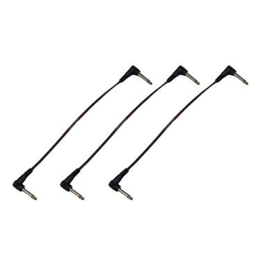 Imagem de Kit 3 Cabo P10 90º Em L Para Pedal Efeitos 25Cm Preto Mxt