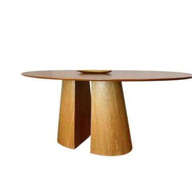 Imagem de Mesa de Jantar Cone Duo Oval 160x90cm Tampo Freijó Base Robusta Freijó