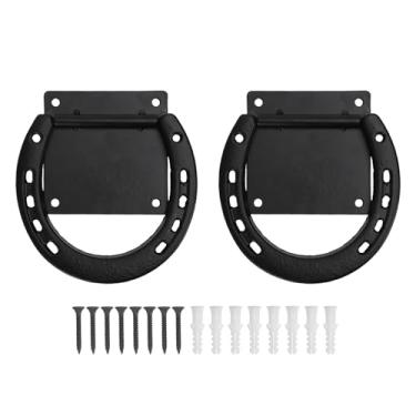 Imagem de Haofy Anel de Amarração a Cavalo, Gravata Cruzada de Ferradura, Aço Sólido, Elegante e Funcional, Montagem Segura, Ideal para Estábulos de Cavalos, 5 Anos, Feitos de Metal Com