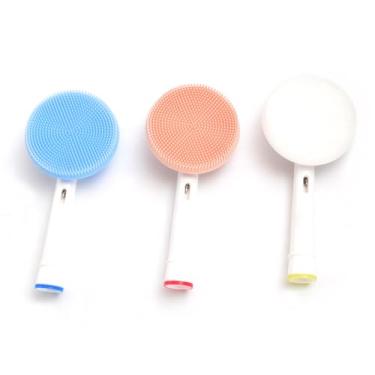 Imagem de QICAITU 3 peças de cabeça de substituição de escova de limpeza facial compatível com bases de escova de dentes elétrica Oral B Bruan à prova d'água de silicone para limpeza (rosa + azul + branco)