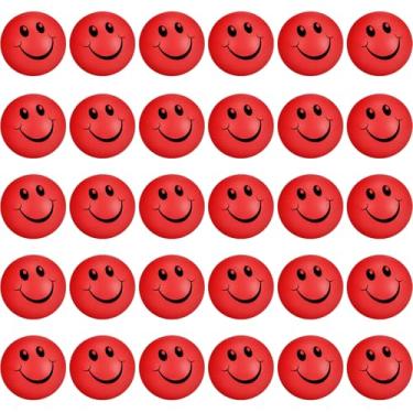 Imagem de 30 peças de bolas divertidas para o rosto do dia dos namorados, bolas de estresse, mini bolas coloridas de espuma para recompensas de carnaval escolar (vermelha)