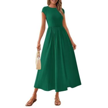 Imagem de Vestido feminino PRETTYGARDEN 2025, casual de verão, maxi, verde escur