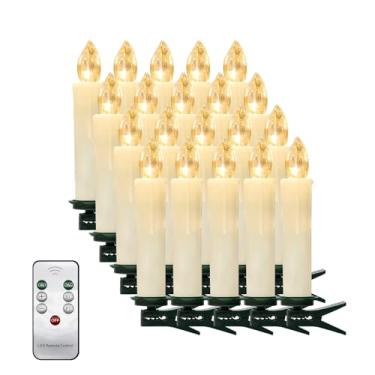 Imagem de EuroFone Velas de LED sem chama com controle remoto e clipes removíveis, pequena cera falsa cintilante elétrica regulável, perfeita para decoração de casamento/aniversário/festa (pilhas não incluídas)