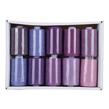 Imagem de Zerodis 10 Roll 300 Jardas Fios de, Rosca Portátil de Bordado Requintado para Costurar Artesanato de Fios Leves para Decoração de Costura de Máquina de Mão (Roxo)