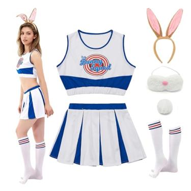 Imagem de Conjunto feminino #10 de fantasia de coelhinho, filme espacial, cosplay, camisa sem mangas, top e shorts para Halloween, branco (PP-2GG), #10 Culottes, Large