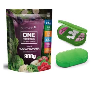 Imagem de Kit Puravida One Nutrition Açaí Com Banana 900g Pura Vida Acai c/Banana + Porta Capsula