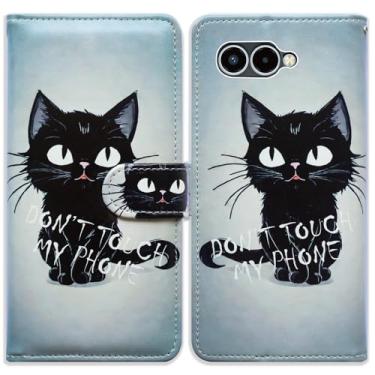 Imagem de Bcov Capa para T-Mobile Revvl 8, capa carteira de couro estilo gato preto fofo com suporte para slot para cartão para T-Mobile Revvl 8