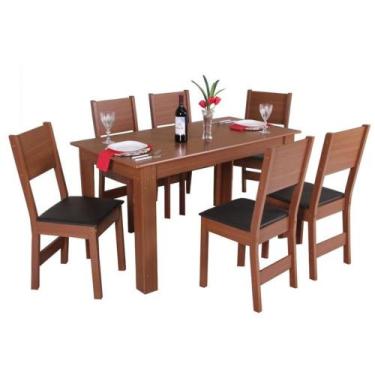 Imagem de Conjunto Mesa Retangular Pérola com 6 Cadeiras - São Carlos - Moveis S