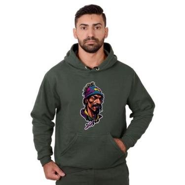 Imagem de Blusa Rapper Moletom Masculina Desenho 3D Com Bolso e Capuz Verde - Me