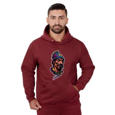 Imagem de Blusa Rapper Moletom Masculina Desenho 3D Com Bolso e Capuz Vinho - Me