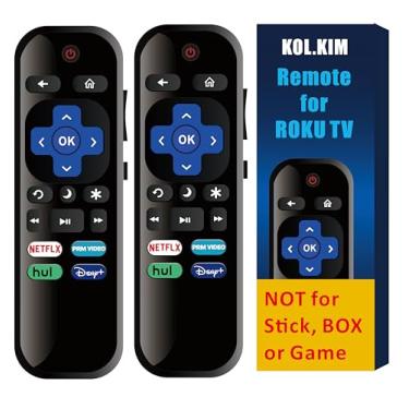 Imagem de Controle remoto de substituição de TV compatível com Roku TV, TCL Roku/Hisense Roku/Onn Roku (não para Roku Stick, Box e Players), pacote com 2