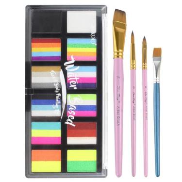 Imagem de Kit de pintura facial ZENTANMEI 12 cores com 4 pincéis para crianças