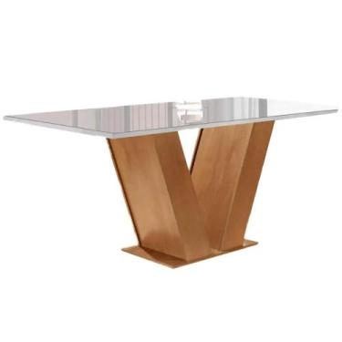 Imagem de Mesa Classic 160x80cm Cel Móveis Cor Cinamomo Off White - Estrela Móve