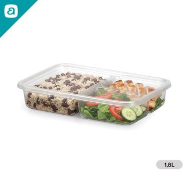 Imagem de Marmita 3 Divisórias 1,8L Pote com Tampa Alimentos Microondas Freezer 