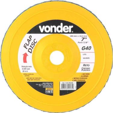 Imagem de Flap Disc 7 G40 Costado Pvc Reto Para Aço Carbono Inox Vonder