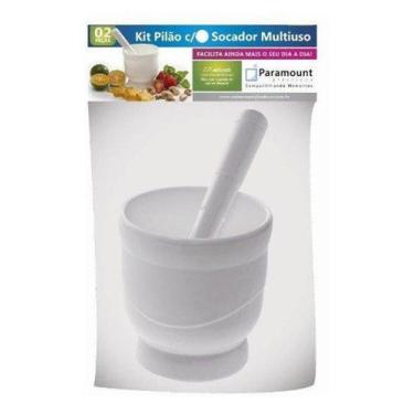 Imagem de Pilão Com Socador Multiuso Plástico Branco Paramount