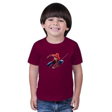 Imagem de Camiseta Masculina Infaltil Homem Aranha - marcelo, Vinho, 14
