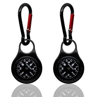 Imagem de Mini bússola de sobrevivência Sanung C-50 com mosquetão, [2 peças] 2 em 1 de liga de zinco, guia de direção, chaveiro, gancho, kit de emergência, ferramentas para acampamento ao ar livre, caminhadas, caça, montanhismo