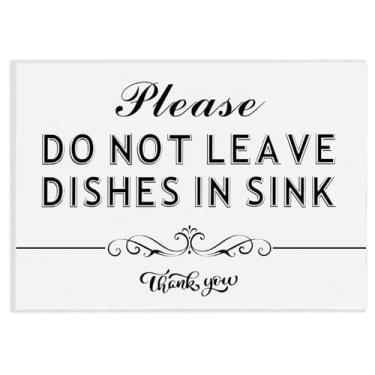 Imagem de XUNWUXIAN Por favor, não deixe pratos na pia, placas de regras de cozinha, itens essenciais do Airbnb para anfitriões (acrílico branco 12,7 x 9 cm)