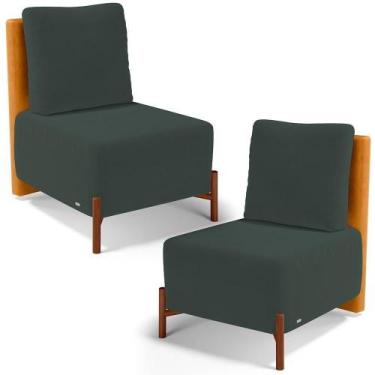 Imagem de Kit 2 Poltronas Decorativa Living Hungria L02 material sintético Whisk